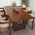 Middle style dining table and chair combination 3d model