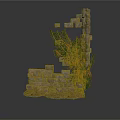 Incomplete Stone Wall Structure With Growing Green Vines And Natural Plants