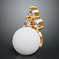 Elegant White Round Decorative Item With Gold Accents And Clear Crystals