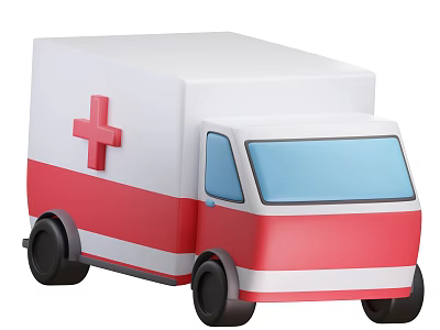 Cartoon Style Ambulance Toy With Red Cross And White Red Body Vehicle 3d model