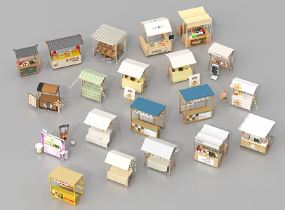 Booth Night Market Booth Net Celebrous Booth Food Booth 3d model