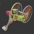 Yellow Military Vehicle With Large Wheels And Mechanical 3D Model Design