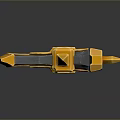 Fantasy Axe Design With Yellow And Gray Blade Sharp Top And Brown Handle