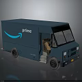 Teal Amazon Prime Delivery Truck With Open Door And Cardboard Boxes Inside Featuring Amazon Logo