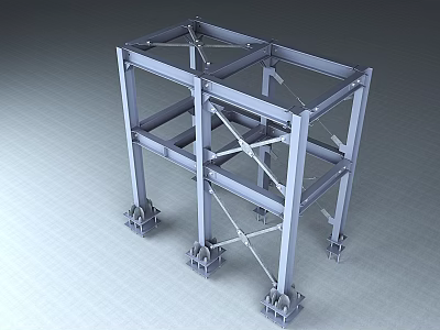 Industrial Factory Building Steel Structure With Metal Framework And Support Beams 3d model