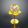 Golden Lotus Shaped Ornament With Transparent Sphere Center And Stand Base