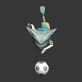 Green Haired Character In Teal Sports Outfit Kicking Black And White Soccer Ball