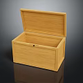 Light Wooden Storage Box With Open Lid And Smooth Empty Interior 3d model