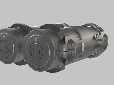 Two Gray Cylindrical Mechanical Components With Metal Structure And Fasteners 3d model