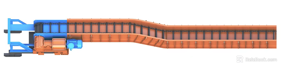 Curved Orange Industrial Equipment Metal Frame Structure For Heavy Duty Applications 3d model 