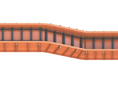 Curved Orange Industrial Equipment Metal Frame Structure For Heavy Duty Applications 3d model
