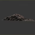Stacked Firewood Logs Pile With Soil Debris Arranged On Dark Surface