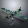 3D Model Passenger Airplane With Green Camouflage Paint Propeller Biplane Wings And Cross Symbol