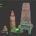 Futuristic Architecture Showcasing Unique Interconnected Towers Domed Structures And Heights 3d model