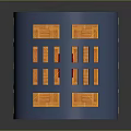 Art Gallery Interior With Framed Artworks On Blue Walls Wooden Parquet Floor And Red Bench