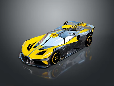 Yellow and Silver Sports Car with Sleek Modern Design Shiny Exterior and Rear Spoiler 3d model