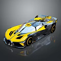 Yellow and Silver Sports Car with Sleek Modern Design Shiny Exterior and Rear Spoiler