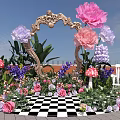 Stunning Photo Check in Spot With Golden Frame Large Flowers Mushroom Decorations And Greenery
