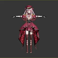 Pink Haired Female Character Wearing Red Hat Dress and Long Boots