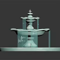 Commercial Multi Tiered Fountain Equipment With Circular Base And Blue Water Flow
