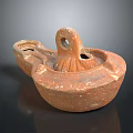 Ancient Hand Carved Terracotta Sculpture with Loop Handle and Textured Surface 3d model