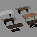 Modern Dining Table Combination Long Table 3d model