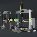 Two Desktop Industrial 3D Printers With Metal Frames And Print Beds 3d model