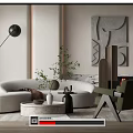 Quiet sofa tea table combination leisure chair fireplace floor lamp 3d model