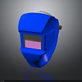 Blue Welding Helmet With Pink Lens And Protective Design For Safety