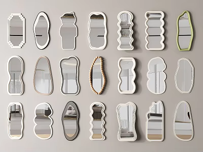 Diverse Shaped Decorative Mirrors With Unique Frame Designs For Home Decor 3d model