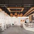Modern Cafe Reception Cashier Table and Chair Combination Bar and Chair Combination 3d model