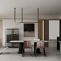 Modern Restaurant Interior Design With Round Dining Table Brown Chairs And Pendant Lights