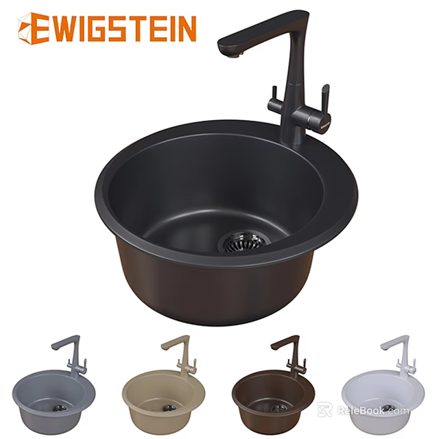 Black Kitchen Sink With Faucet And Multiple Color Options For Modern Kitchen 3d model 