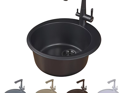 Black Kitchen Sink With Faucet And Multiple Color Options For Modern Kitchen 3d model
