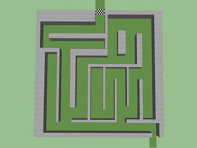 Intricate Garden Maze Design Featuring Green Paths And Gray Stone Borders 3d model