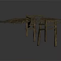 Rustic Wooden Outdoor Platform With Planks Railings And Support Posts 3d model