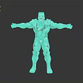 Shiny Silver Muscular Robot With Metallic Armor Standing Pose Arms Outstretched Joint Details