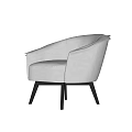 Light Gray Fabric Accent Chair with Curved Backrest and Black Slender Legs