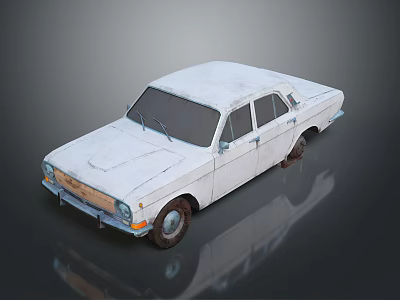 Vintage White Classic Car With Retro Body Design And Chrome Accents 3d model