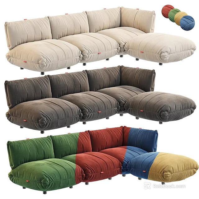 Modular Sectional Sofa With Various Colors For Comfortable Multi Seat Living Room 3d model 