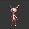 Cute Cartoon Deer 3D Model Standing With Big Eyes Smiling Face And Brown White Fur