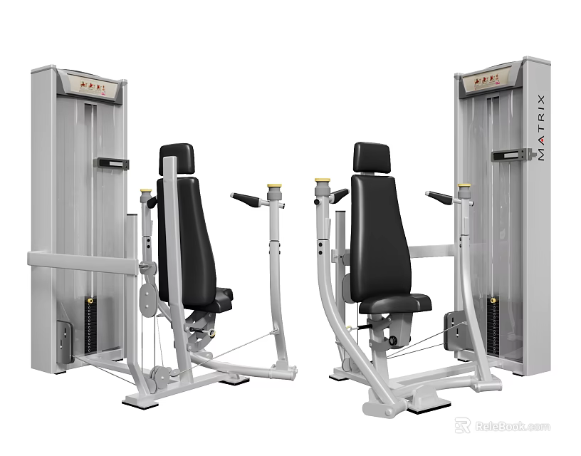 Fitness Equipment Seated Chest Fly Machines with Black Seats and Silver Frames 3d model 