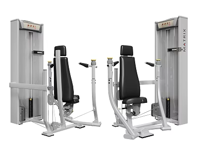 Fitness Equipment Seated Chest Fly Machines with Black Seats and Silver Frames 3d model