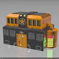 Yellow Black Building Model With Windows Door FREE Sign And Green Lights