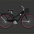 Stylish Black Bicycle With Pink Rims White Seat And Handlebar Basket