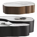 Modern Coffee Table With Marble Top And Wooden Base Featuring Books And Tray