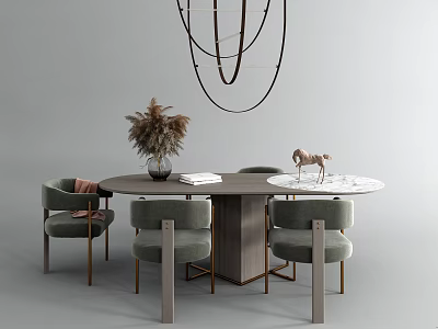 Light Luxury Dining Table and Chair Combination 3d model