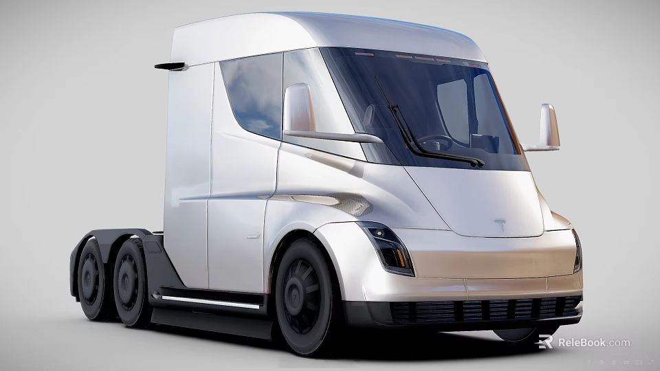 Modern Sleek Silver Electric Truck Exterior Design With Large Windows And Multiple Wheels 3d model 