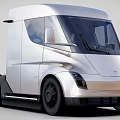 Modern Sleek Silver Electric Truck Exterior Design With Large Windows And Multiple Wheels 3d model