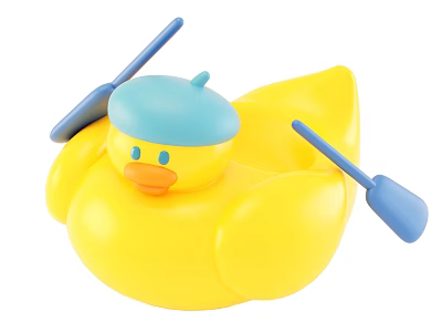cartoon boat little yellow duck boat toy 3d model